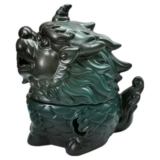 財神小舖 祥瑞麒麟手工香爐 TCL-6013-2, 灰綠色, 1個