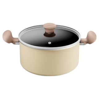 Tefal 特福 Daisy系列 IH爐/電磁爐適用 不沾鍋雙耳湯鍋 附蓋, 24cm, 米色, 1個