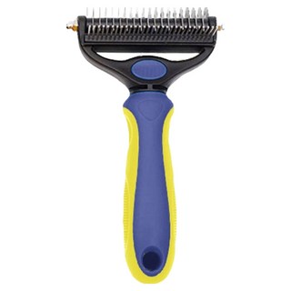 메일켓 반려동물 2in1 뭉친털 제거 브러쉬 대형, 옐로우 + 블루, 1개