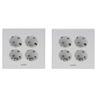 Nano Electric Art2 4孔嵌入式接地插座 白色, 2個