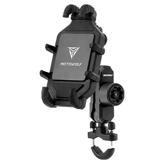 Motowolf 減震鋁合金手機支架 車把款, 黑色, 1個