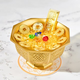 命運好好玩 湯鎮瑋 八吉祥黃銅聚寶金飯碗 8110768, 1個, 金黃色