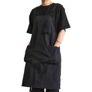 오버사이즈 핏 멜빵 앞치마, 블랙, 1개