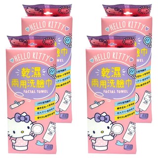 Sanrio 三麗鷗 Hello Kitty 乾濕兩用珍珠紋洗臉巾 66張, 粉色, 4包