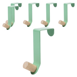 小麥購物 鐵製門後掛勾, 綠色, 6個