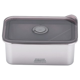 KITCHEN FLOWER One Touch 304不鏽鋼真空轉盤保鮮盒 深型, 1.6L, 1個