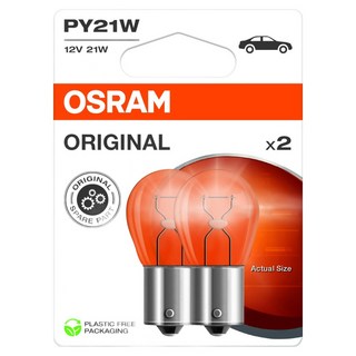 오스람 오리지널 프리미엄 싱글 램프 2p, 1개, PY21W(황색150도)