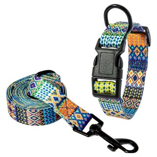테이아 반려동물 목줄 + 리드줄 세트, 보헤미안, 1세트