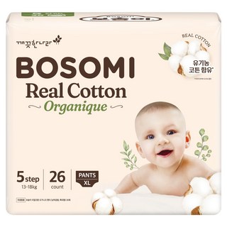 보솜이 리얼코튼 오가니크 팬티형 기저귀 남여공용, 5단계, 26매