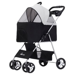 Doogo 寵物分離式摺疊推車 LC01, 1台, 撞色黑 + 白色