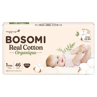 보솜이 리얼코튼 오가니크 밴드형 기저귀 남여공용, 46매