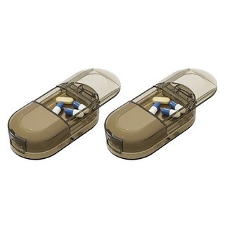 Motega 兩分割便攜式迷你切藥器 棕色, 2個