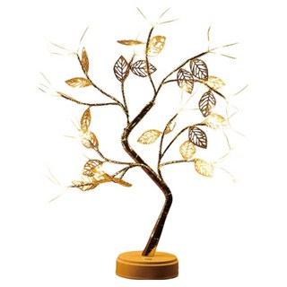 小麥購物 LED觸控聖誕樹燈夜燈, 金葉樹燈