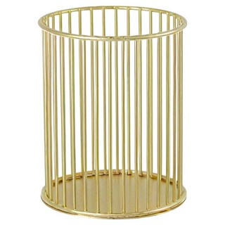 小麥購物 北歐金屬圓筆筒 L2357, 條形香檳金, 1個