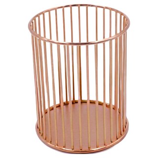小麥購物 北歐金屬圓筆筒 L2357, 條形 玫瑰金, 1個