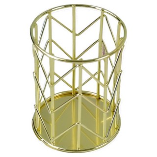 小麥購物 北歐金屬圓筆筒 L2357, V形香檳金, 1個