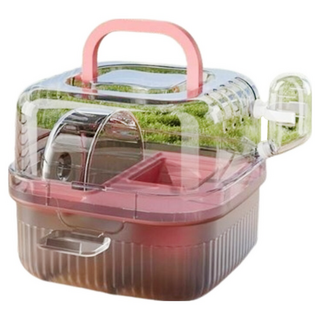 多功能倉鼠外出籠 附平台 + 水壺 + 跑輪 12.5cm, 1個, 糖果粉