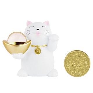 命運好好玩 李玉珮 貴客快來招財貓 附八吉祥金幣錢母 8110673, 1個, 白色