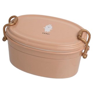 Sabu 日本製 MOOMOO可愛復古雙層可微波鎖扣便當盒 610ml, 1個, 粉紅兔