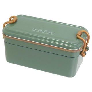 Sabu 日本製 TROUSSE北歐風鎖扣雙層微波大容量便當盒 725ml, 豆綠色, 1個