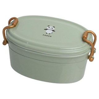 Sabu 日本製 MOOMOO可愛復古雙層可微波鎖扣便當盒 610ml, 1個, 大熊貓