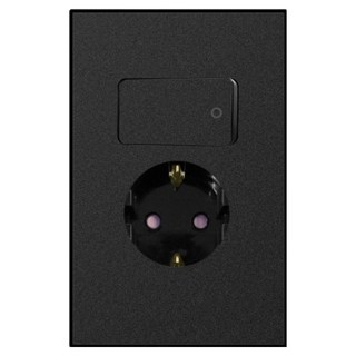 winners Bello 霧面附開關1孔插座 黑色, 1個