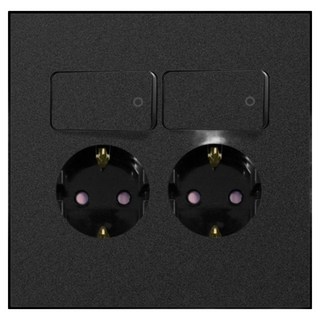 winners Bello 霧面附開關2孔插座 黑色, 1個