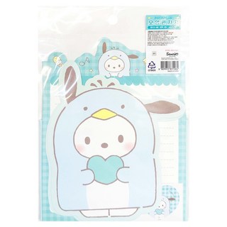 산리오 NEW 모양편지지 + 봉투 + 스티커 포차코 세트, 혼합색상, 1세트