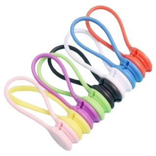 Frien-G 各色笑臉矽膠磁吸束線帶8件組, 1套, 極致黑, 甜美粉, 檸檬黃, 海洋藍, 奶油白, 清新綠, 印地安紅, 羅勒紫