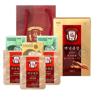 이플린 반전 용돈박스 백년 홍삼 10p 세트 + 쇼핑백, 혼합색상, 1세트