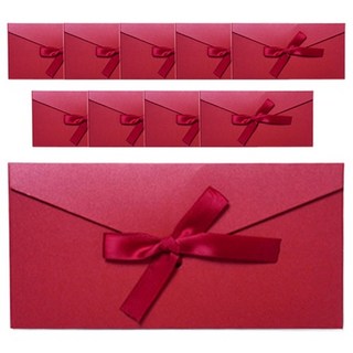 Eumes 緞帶亮點高級禮金信封, 10個, 紅色