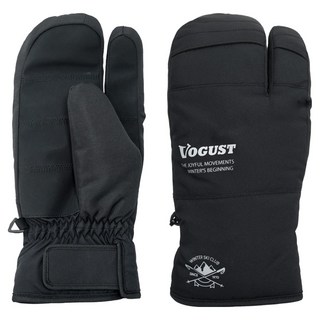 Vogust 舒適貼合滑雪滑雪板三指手套 雙手佩戴套組 LUPCUG06, 黑色, 1個