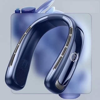 Kyhome 冰感無葉數顯颶風製冷隨身掛脖風扇, 深藍色, N50