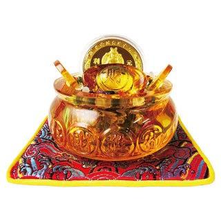 財神小舖 財神聚財 琉璃水晶聚寶盆擺件 守財 WN-1000, 金色, 1個