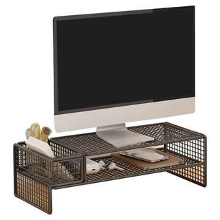 小麥購物 鐵藝懸空桌面螢幕增高架 L1220 單儲物, 黑色