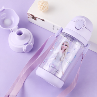 Disney 迪士尼 兒童 吸管式/直飲式 兩用背帶水壺, 1個, 520ml, 愛莎