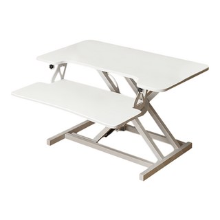 小麥購物 可折叠多功能站立式電腦升降桌 小型雙層無極限氣壓桌 L1201, 白色