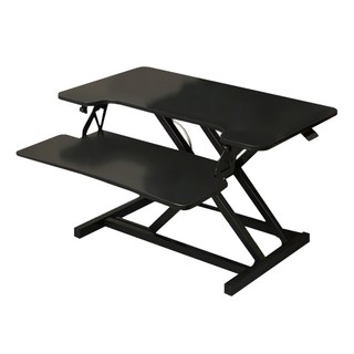 小麥購物 可折叠多功能站立式電腦升降桌 小型雙層無極限氣壓桌 L1201, 黑色
