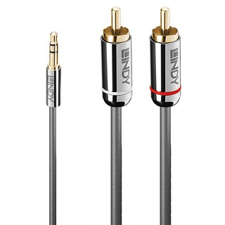 LINDY 林帝 CROMO 雙RCA to 3.5mm音源線 2m, 35334, 灰色線, 1條
