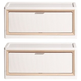 OLIVING 折疊收納抽屜櫃, 2個, 白色 + 米色
