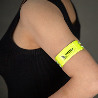 ALL SHIELD 伸縮可調式夜光螢光綁腿帶 跑步帶, 1個, 02 螢光黃反光星星圖案