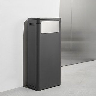 DAPER NAM 大容量雙開雙門纖薄箱型廚房垃圾桶, 1個, 炭灰色
