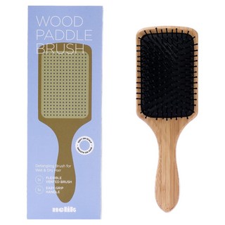 넬릭 우드 사각 패들 쿠션 두피 마사지 브러쉬, 1개, 브라운