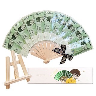 이플린 1분완성 할매 돈부채 10p + 부채 받침대 풀 세트, 남색(리본), 초록(케이스), 1세트
