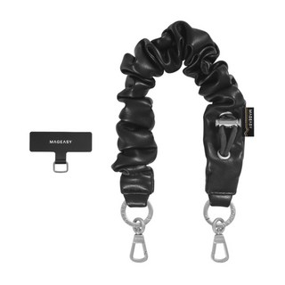 MAGEASY Scrunchie Wrist Strap 手腕掛繩掛繩片組, 皮革黑, 1組