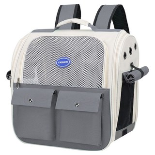 透氣雙肩寵物包/外出包, 1個, 深灰色