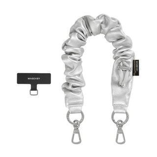 MAGEASY Scrunchie Wrist Strap 手腕掛繩掛繩片組, 皮革銀, 1組