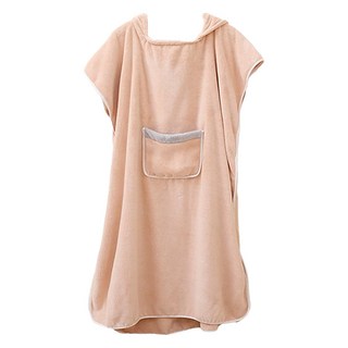 QIDINA 超吸水粉嫩親子珊瑚絨浴衣浴巾 G 成人款, 淺咖啡色, 1件