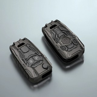 CRONICLE Shield Line 高級雪佛蘭相容金屬鑰匙殼 B款, 夜幕灰 2按鍵, CRO-CHEB-GR2