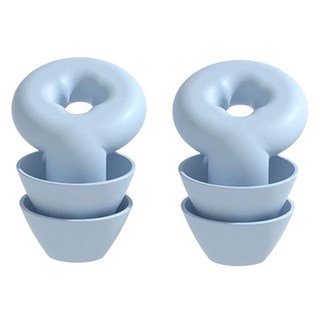 可水洗升級雙層矽膠降噪助眠耳塞 藍色, 1組, 2個